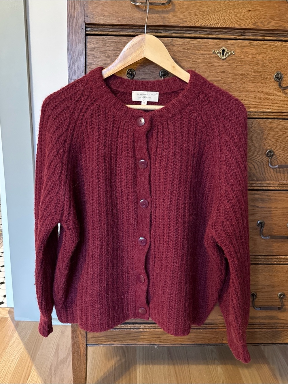 Burgundy Sezane Emile cardigan
